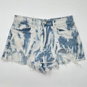 Blank NYC The Barrow Tie-Dye Ripped Distressed Denim Shorts Size 31